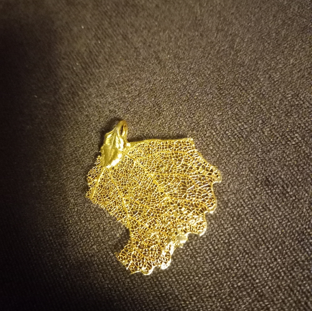 Gold leaf charm for necklace